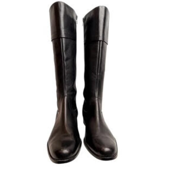 Anne Klein Maemmie Black Leather Tall Riding Equestrian Classic Boots 7.5M - Picture 2 of 13